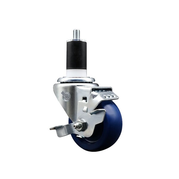 3'' Solid Poly Swivel 1-1/2'' Expanding Stem Caster with Brake